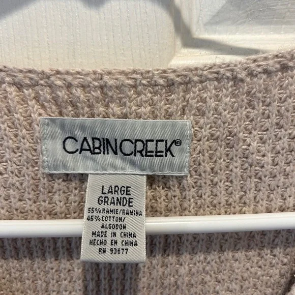 VTG Cabin Creek Large Beige Cotton Blend Chunky Cable Knit Vest Cottagecore - Picture 4 of 5